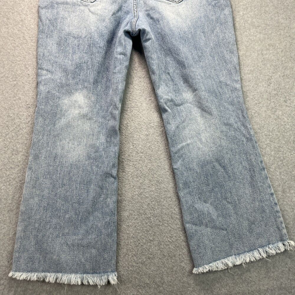 Liverpool Jeans Hannah Crop Flare Leg 12/31 Blue Distressed Denim Fray Hem Boho - Picture 12 of 16